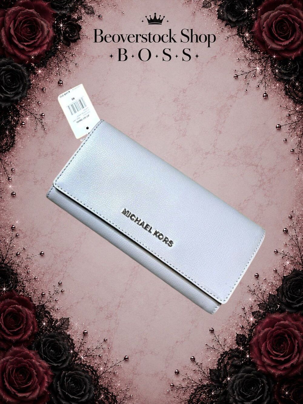 New NWT Michael Kors Jet Set Travel Continental Wallet – Light Gray